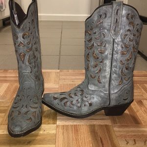 Teal/Brown Cowboy Boots Size 7 1/2